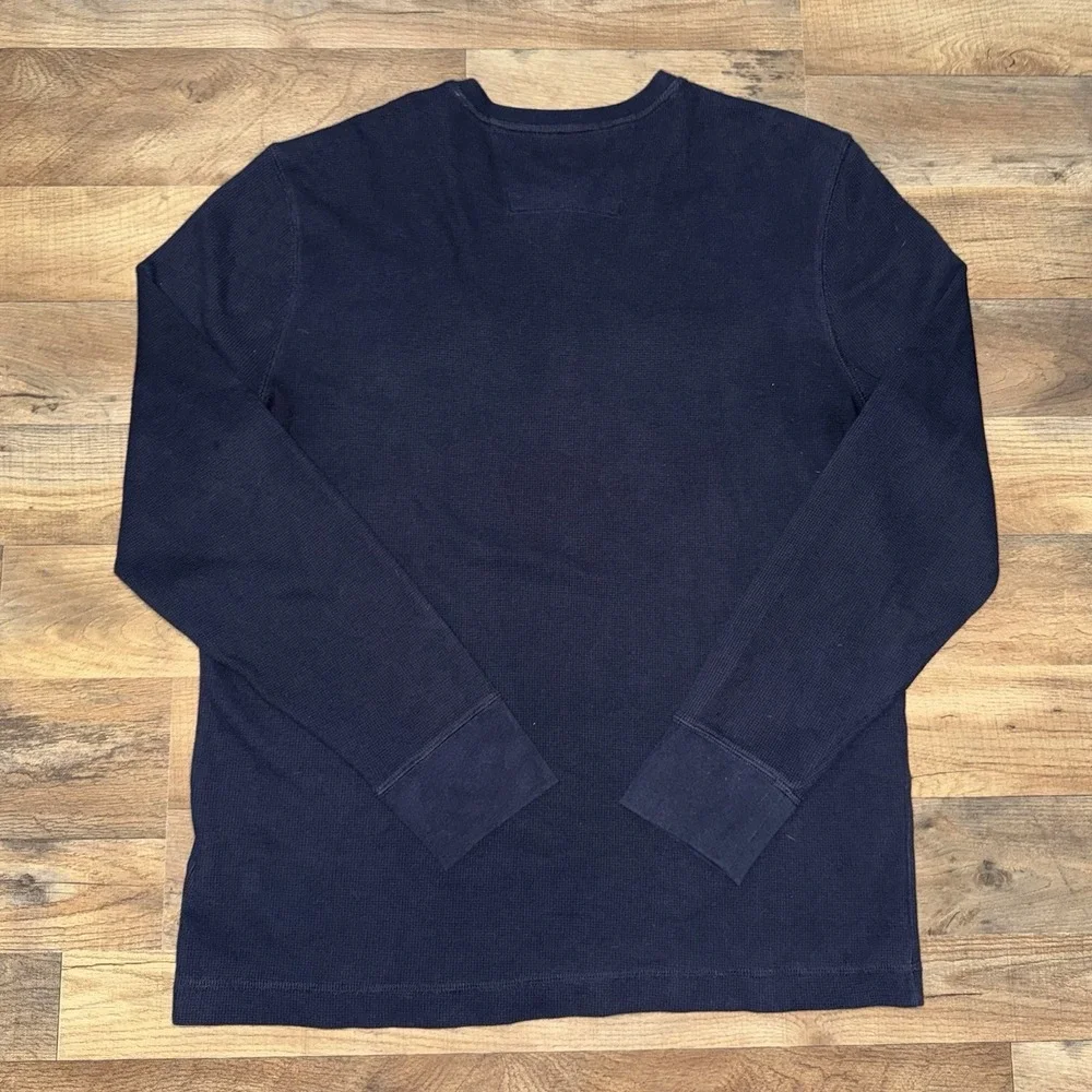 Banana Republic Henley Shirt Mens XL Blue Long Sleeve Waffle Knit Cotton Blend